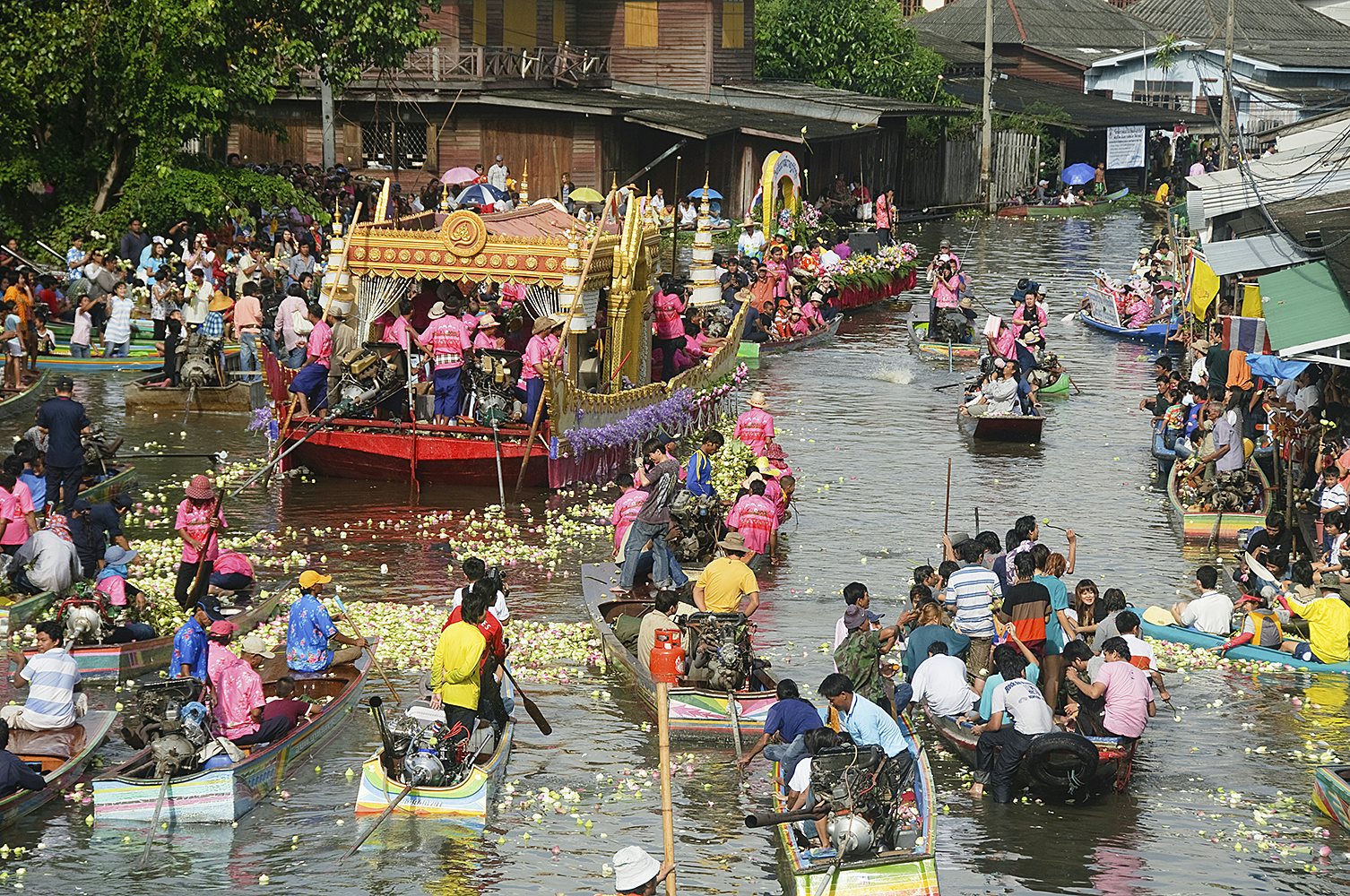 Rop Bua festival being celebrated on a River in Bangkok