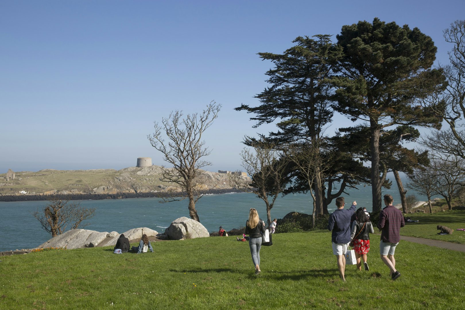 a group of people exploring Dalkey island