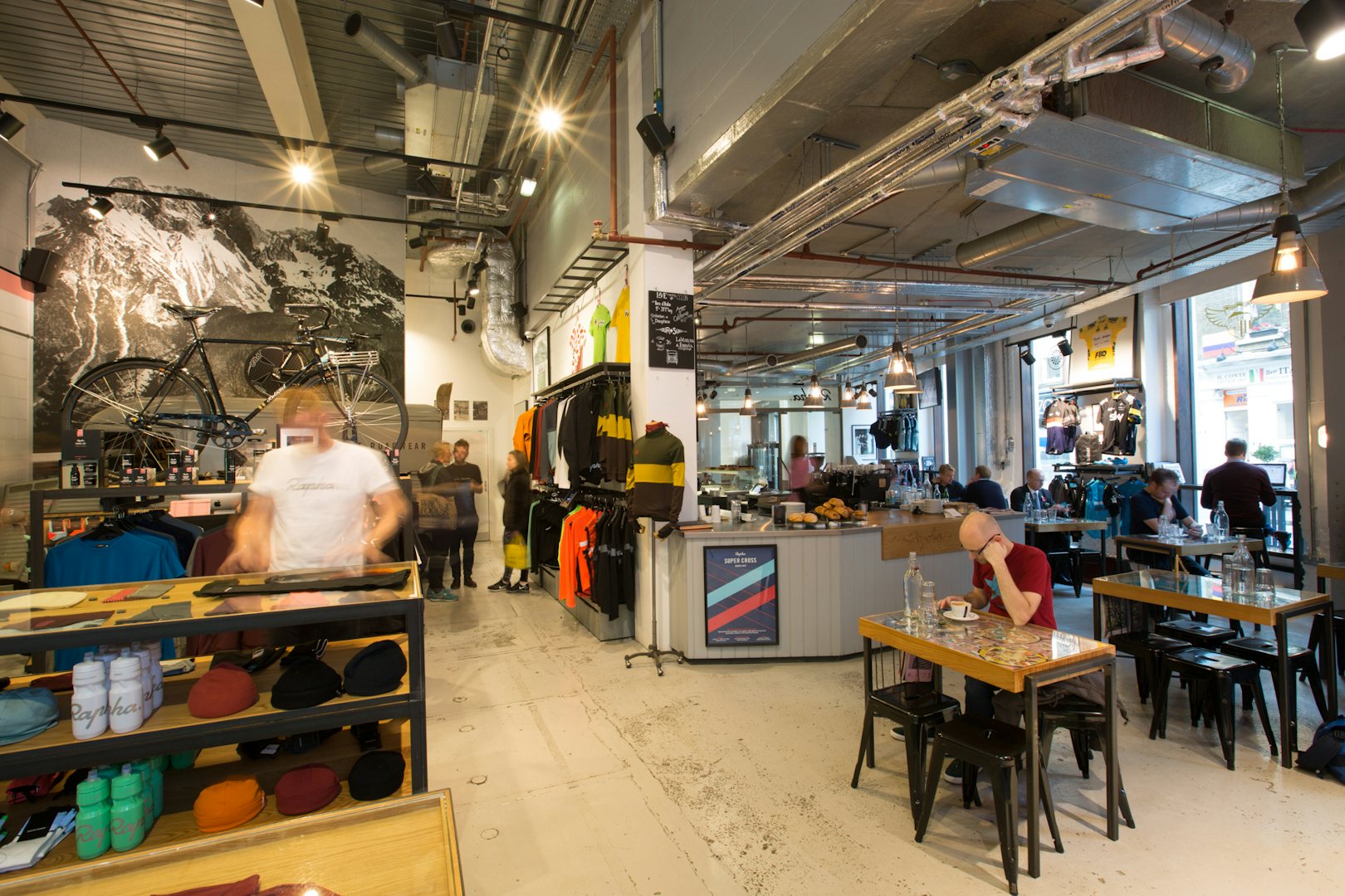 interior of Rapha Cycle Club London