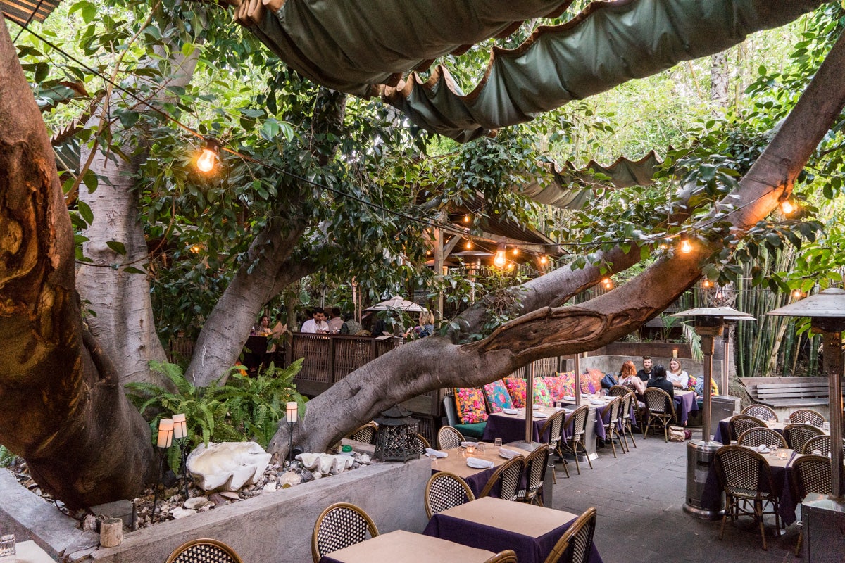 garden terrace of Cliff's Edge restaurant