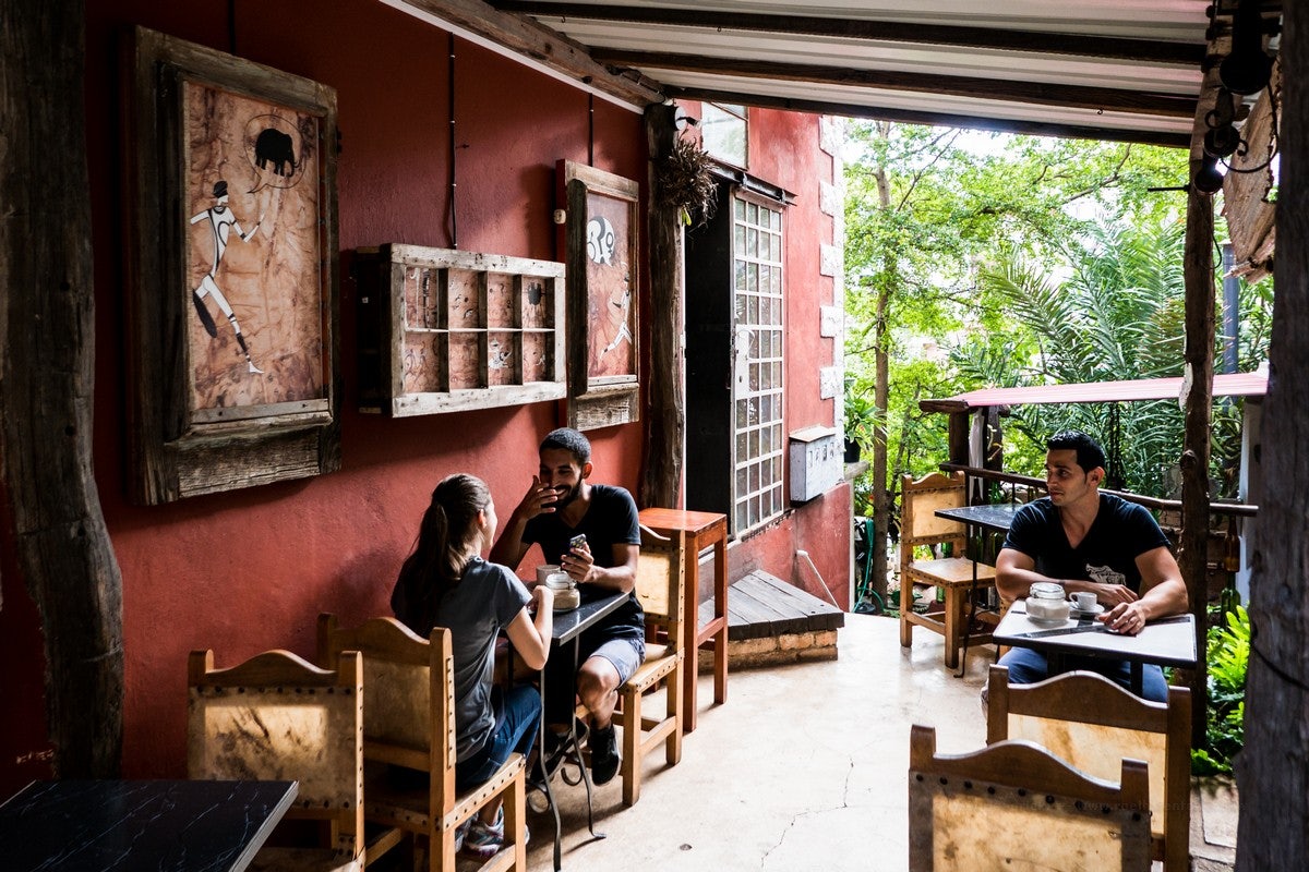 people eating at restaurant Mamainé 