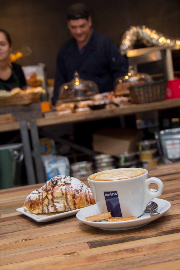 a coffee and pastry at Flavorish Market