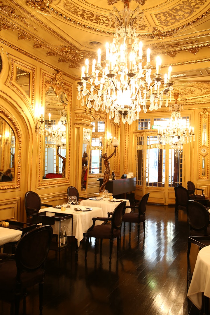 Lavish interior of restaurant Tavares in Lisbon