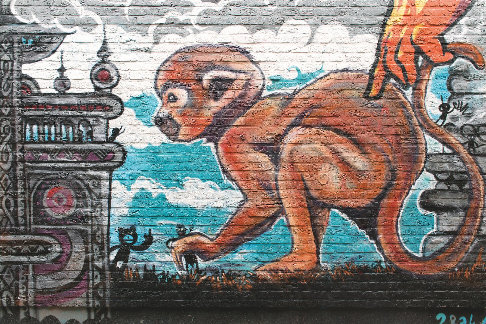 street art with monkey at Kopstraatje 