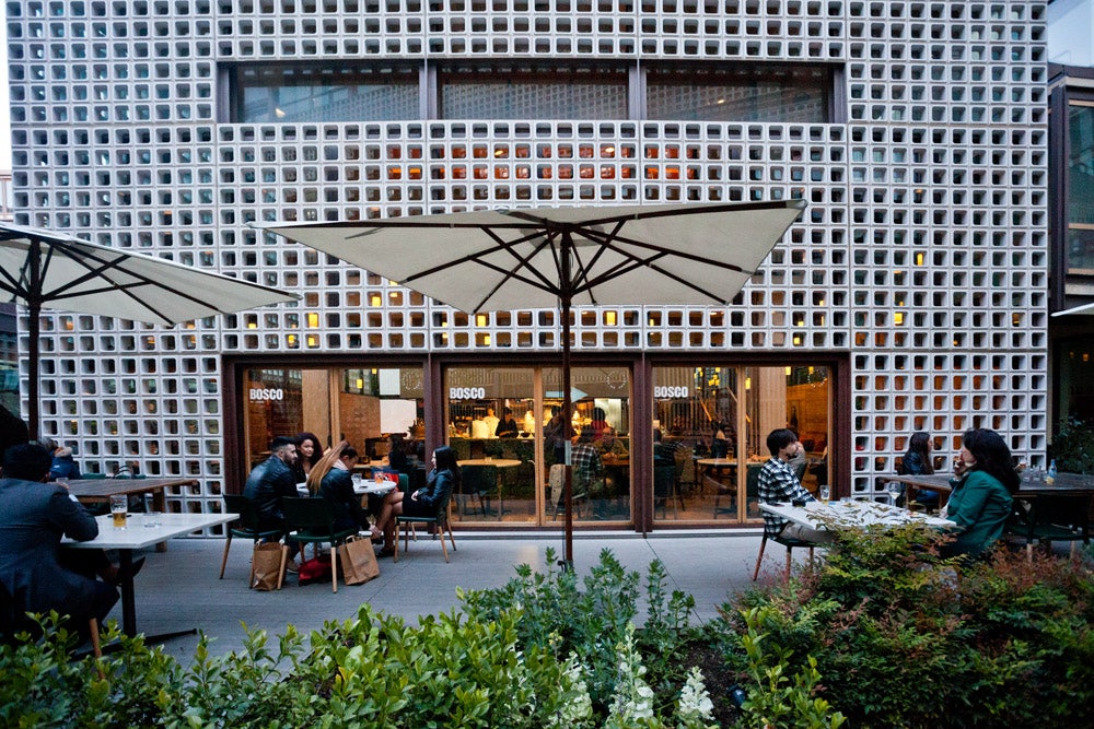 outdoor area at Bosco de Lobos restaurant