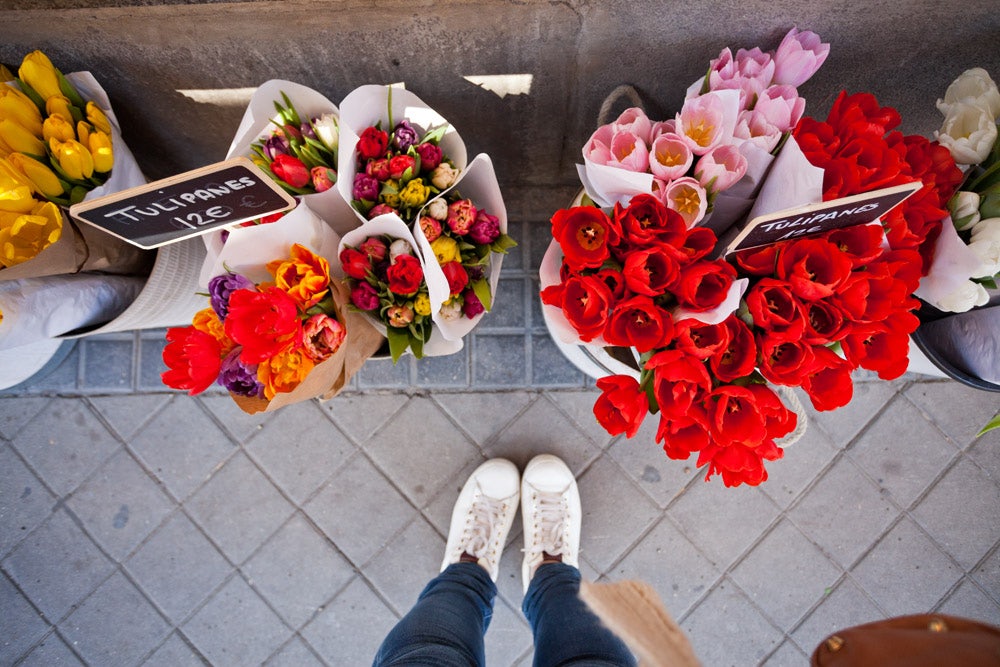 bundles of red flowers 