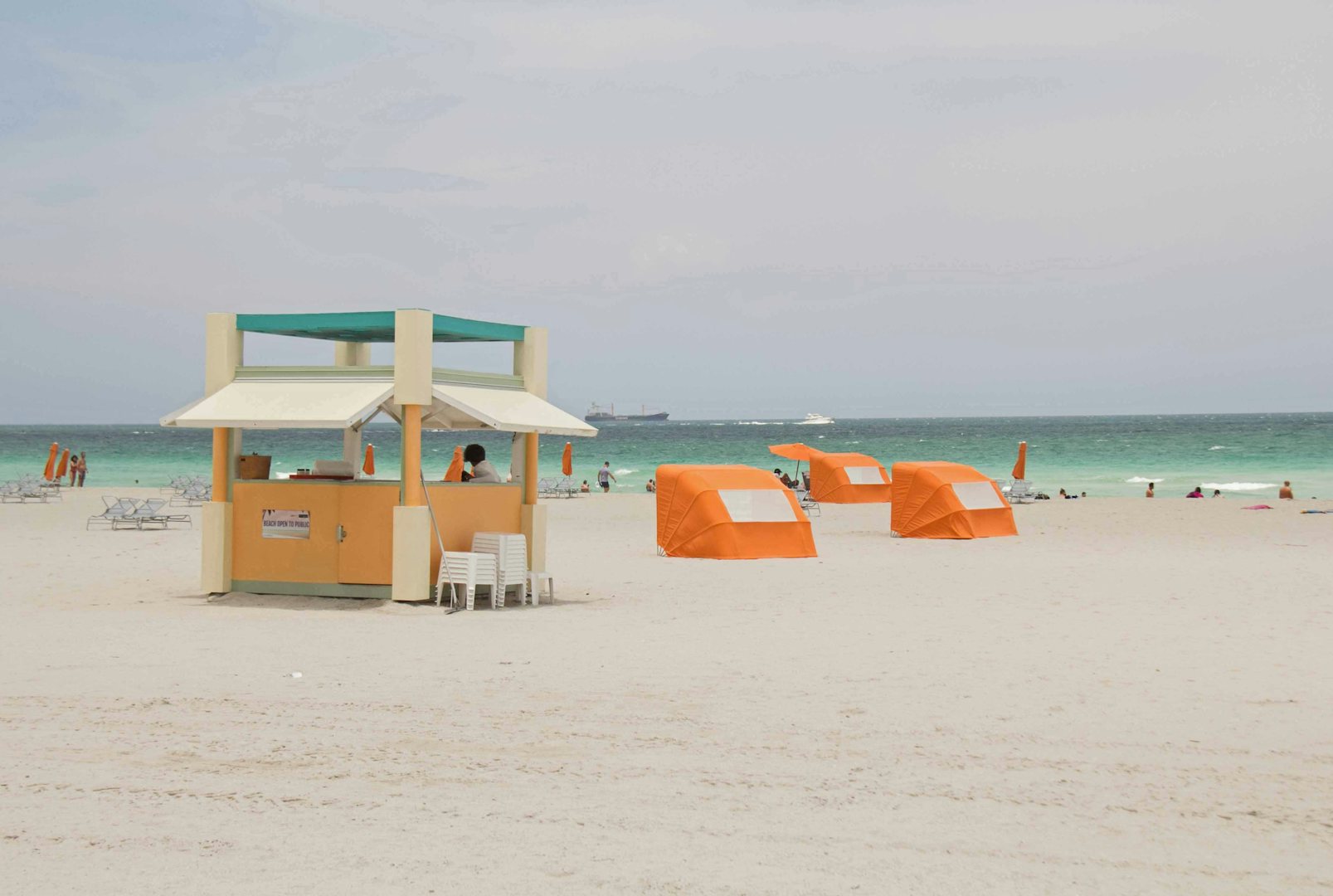 a small kiosk on the South Beach of Miami