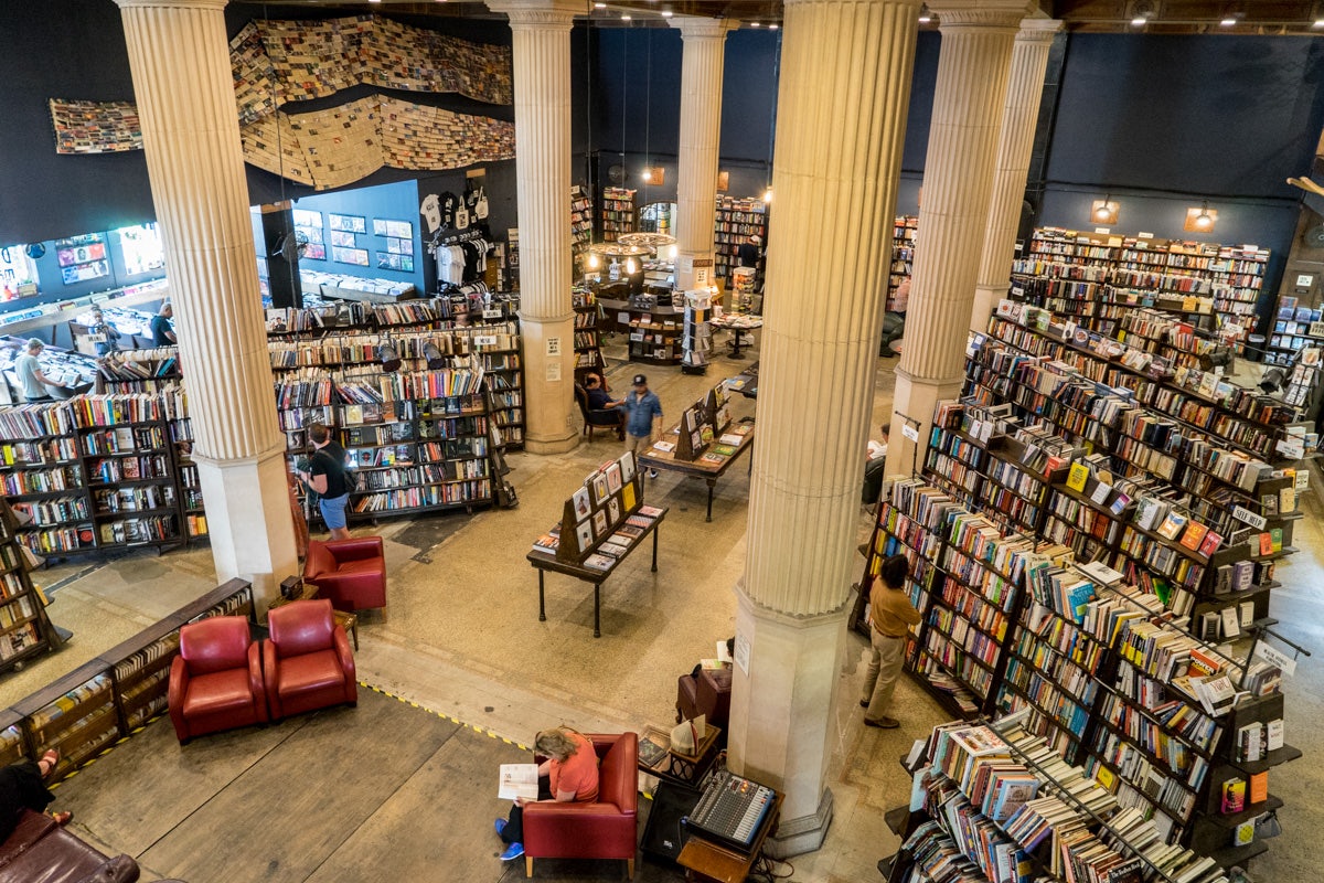 heaps of books at the Last Bookstore LA
