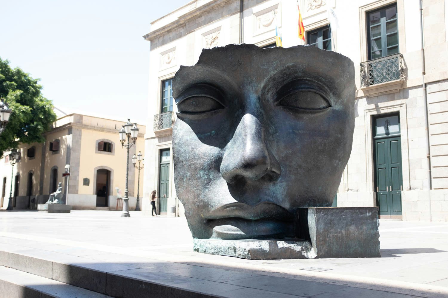 sculpture of a face at the Teatro Guimera in Tenerife