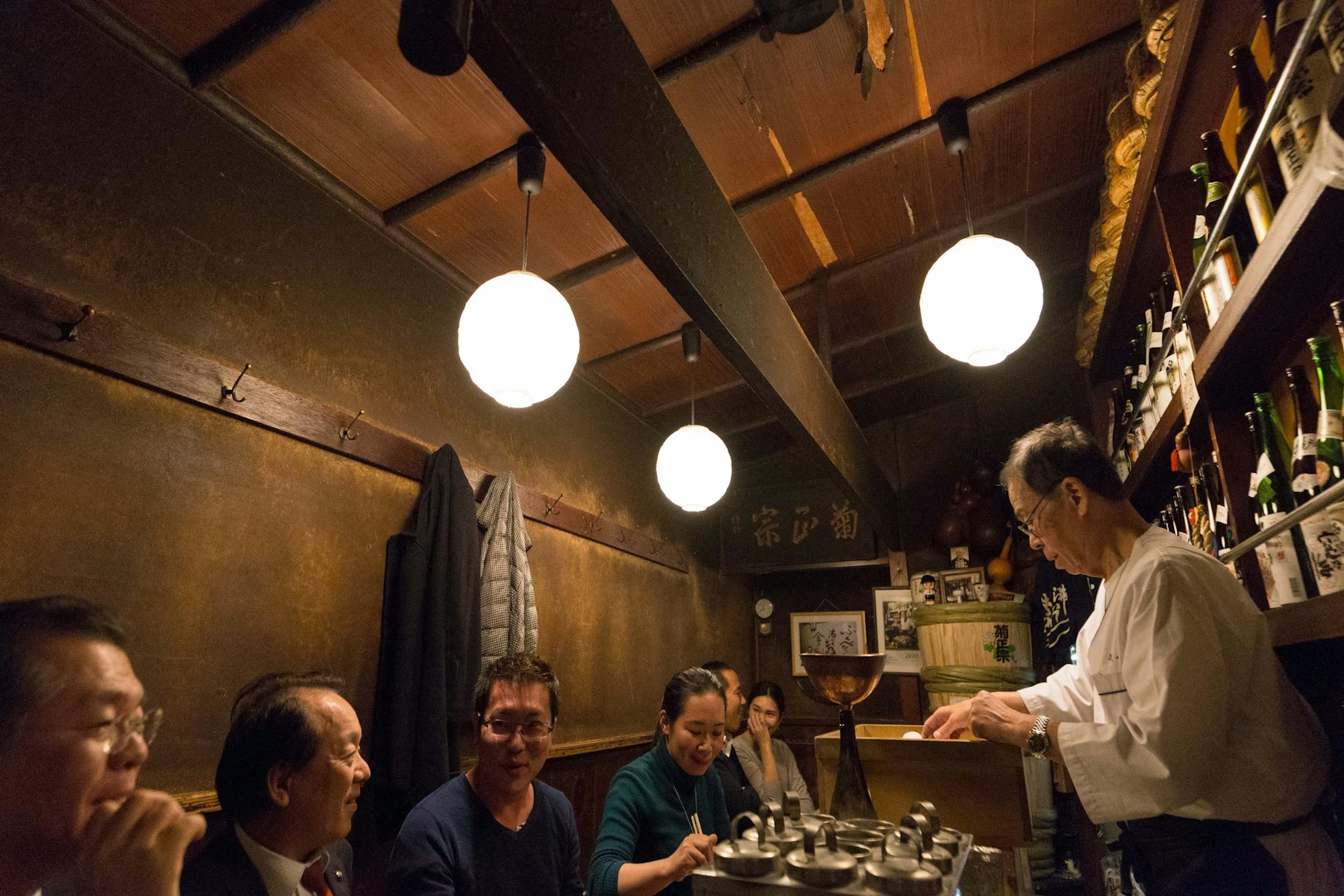 people drinking at Fukube Sake