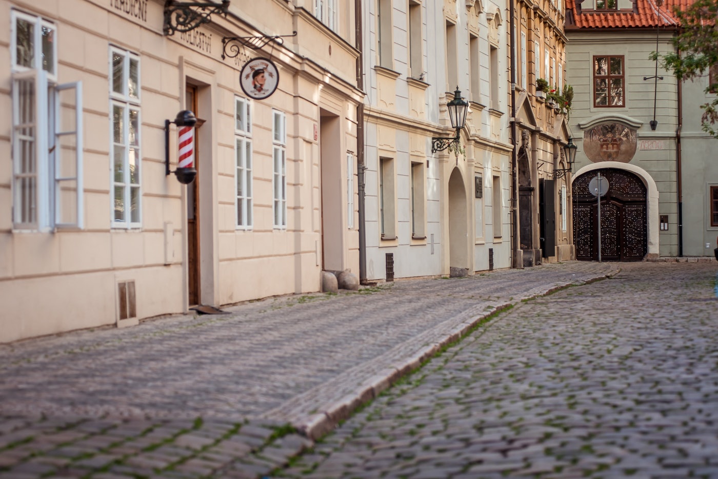 cobbled street U Obecního dvora in Prague