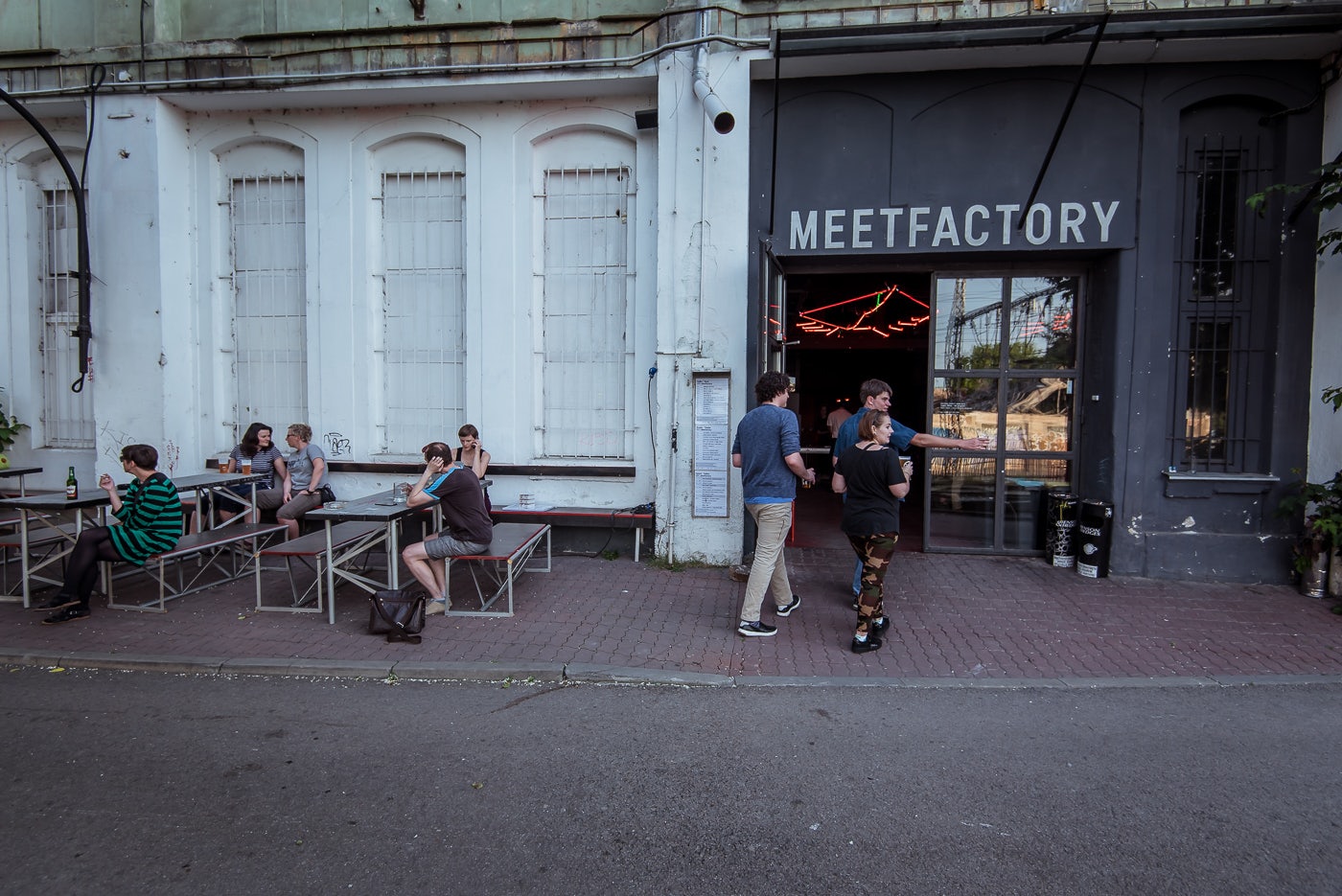 tables outside Meet Factory