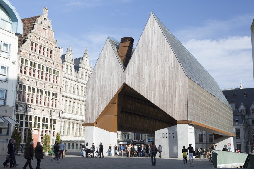 exterior of Stadshal building in Ghent