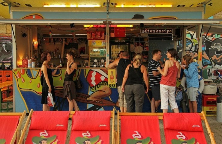 people drinking beers at Hafenkneipe Vienna
