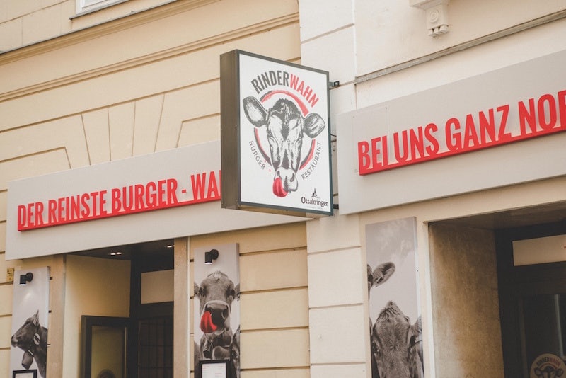 red and white name sign of Rinderwahn Vienna