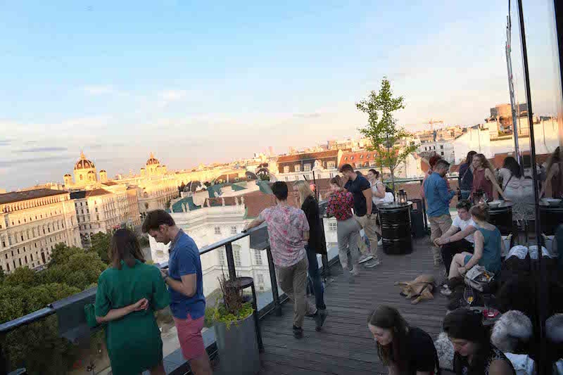 people on the rooftop of 25hours hotel Vienna