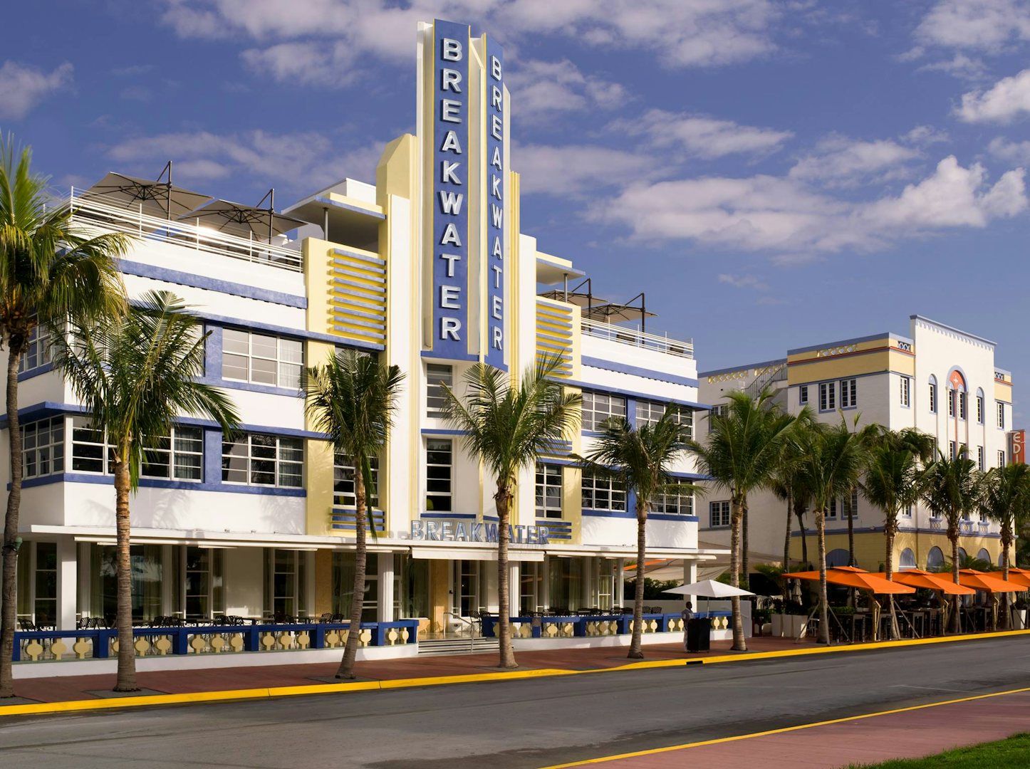 exterior of the Hotel Breakwater in Miami