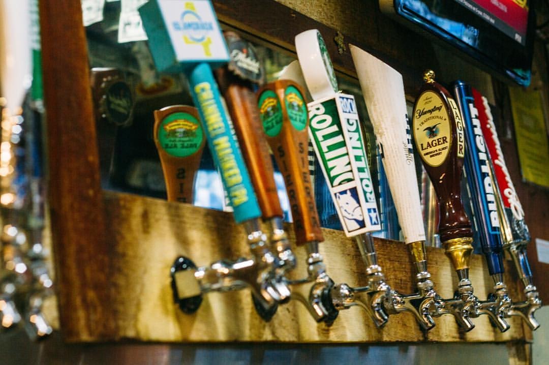 different beer taps in Keg South bar in Miami