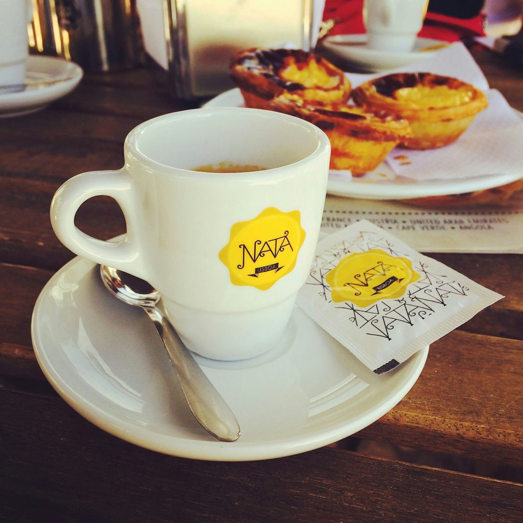 a cup of coffee and pasteis de nata from Nata Lisboa