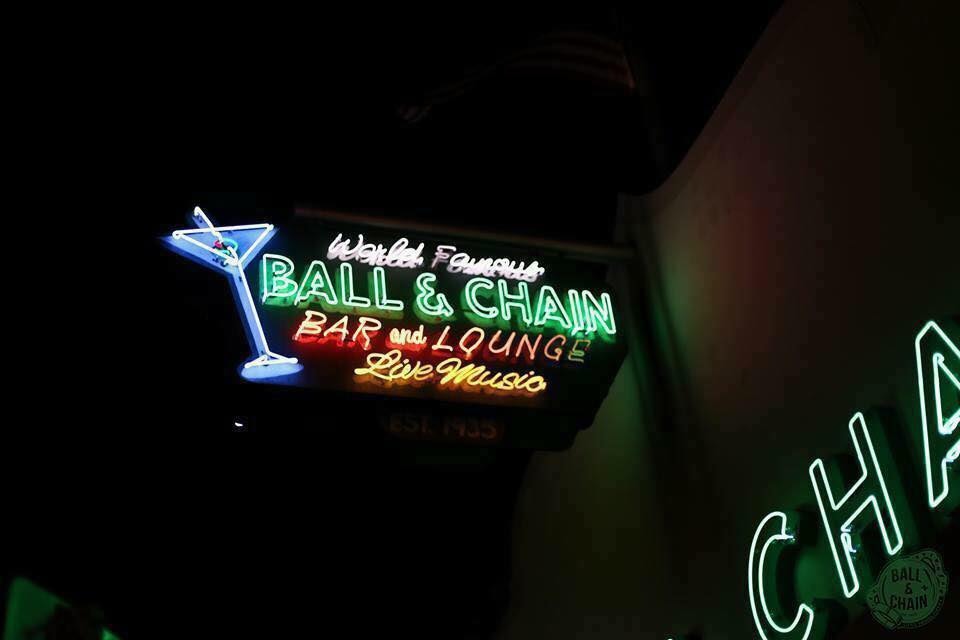 neon street sign of Ball & Chain Miami