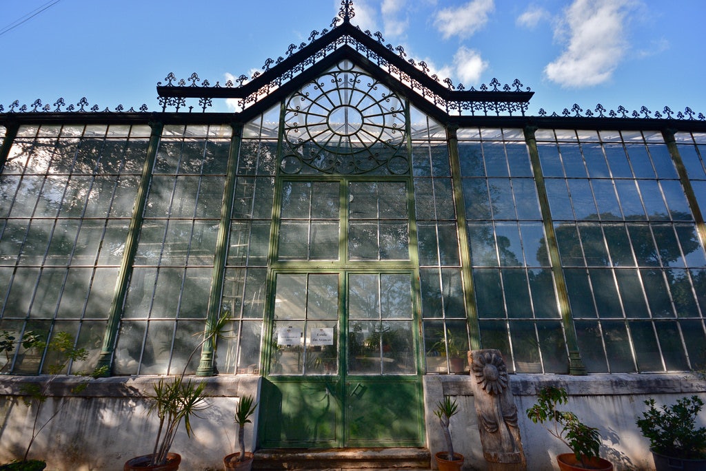 exterior of a greenhouse at the Jardim Botanico Lisbon