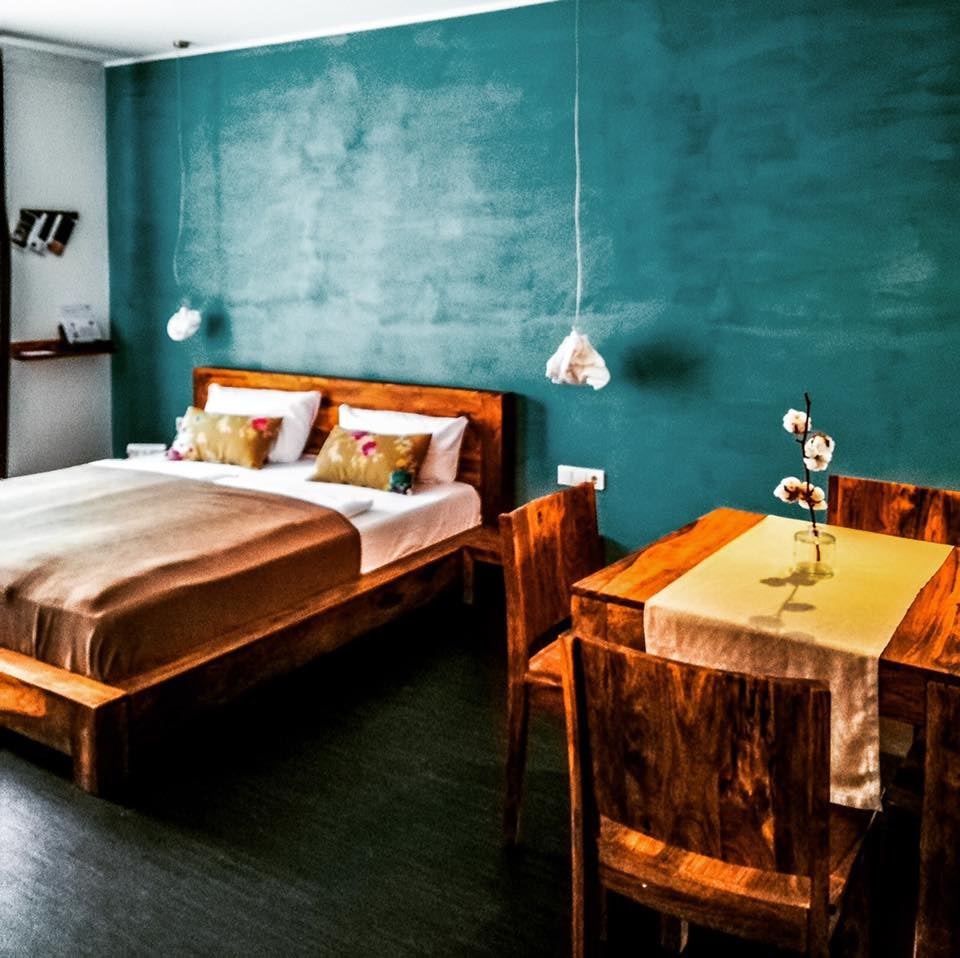 a two person bedroom at the Almodovar Hotel in Berlin