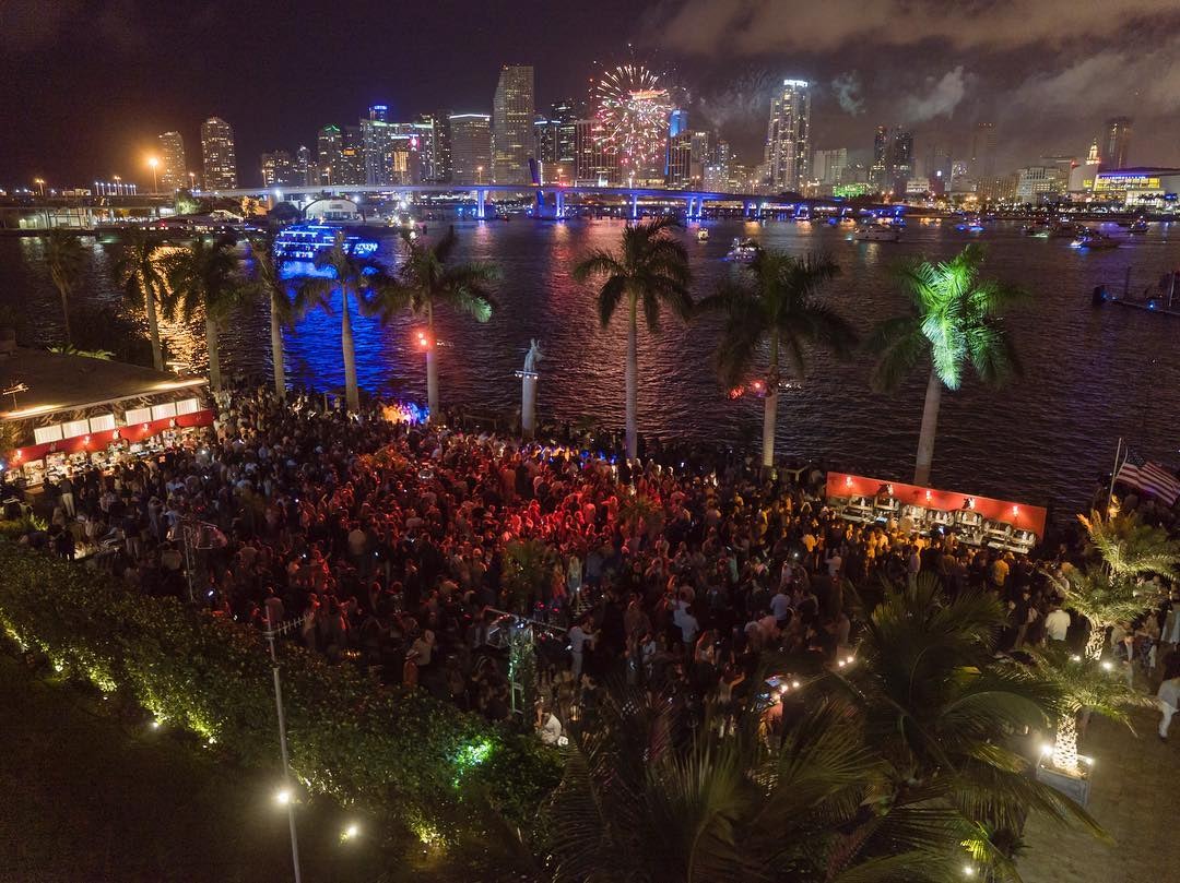 a party during the night at Island Gardens