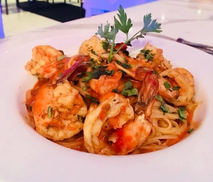 pasta with shrimp from the Sea Grill Restaurant