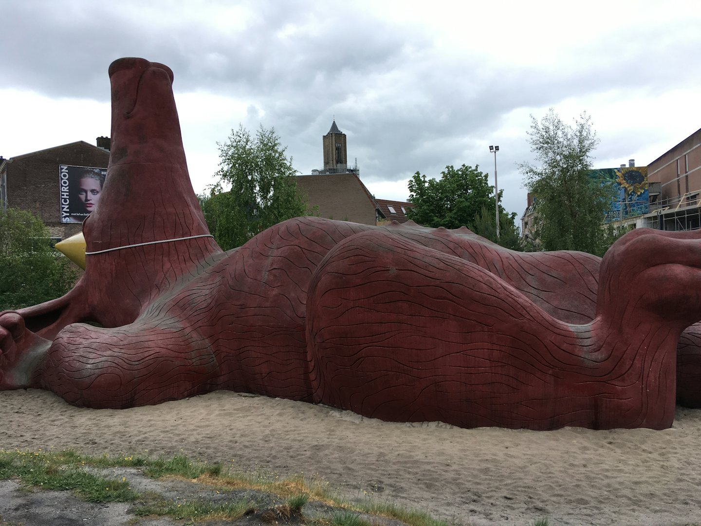big sculpture of a partying aardvark