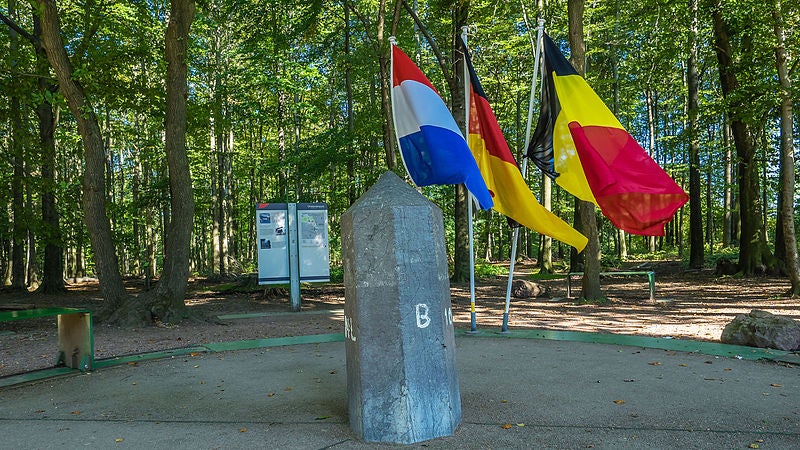 Dutch, Belgian and German flag at Tripoint