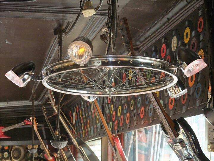 bike wheel hanging at Café de Bel