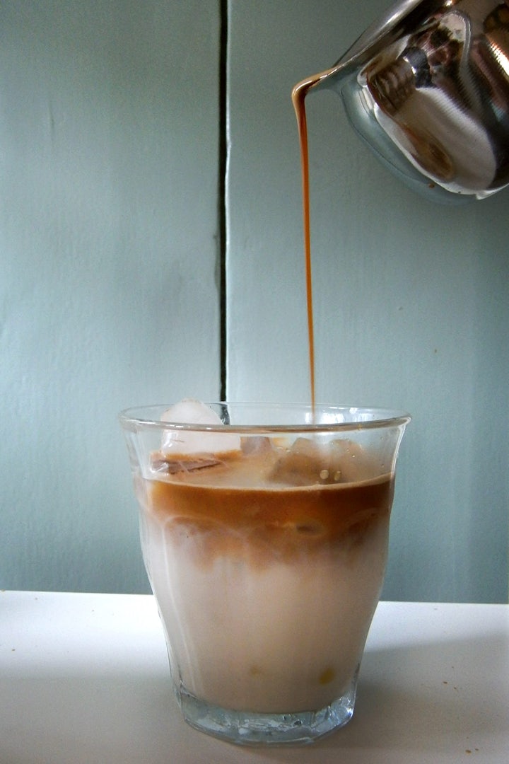 a cup of milk coffee