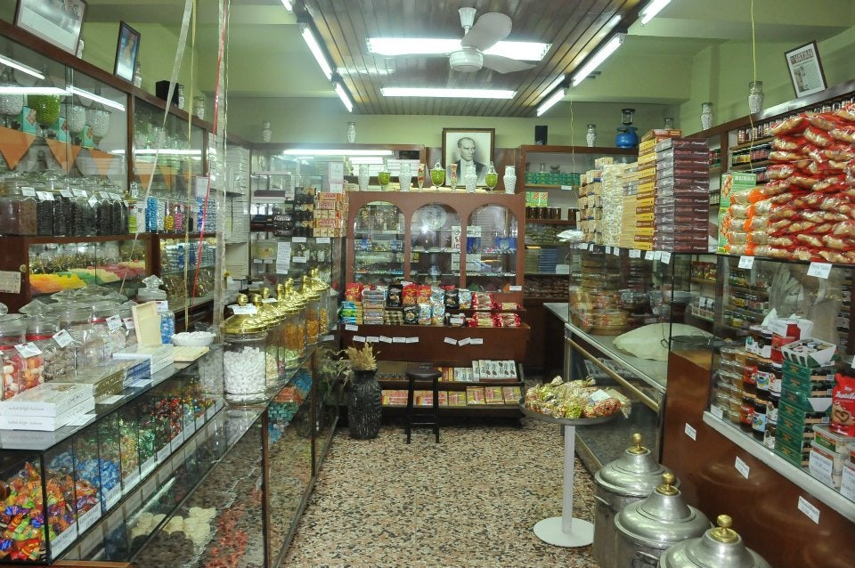 interior of Turkish candy store Uc Yildiz