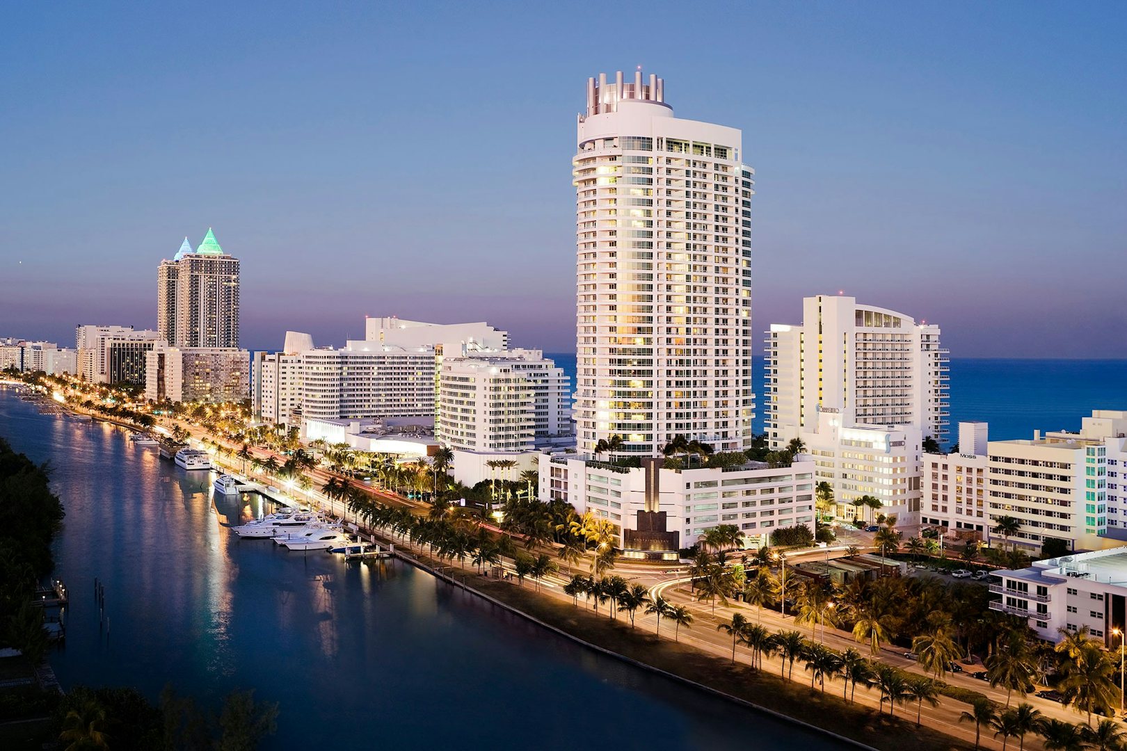 exterior view of Fontainebleau at the beach