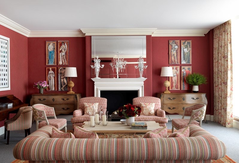 red coloured room interior at Crosby Street Hotel