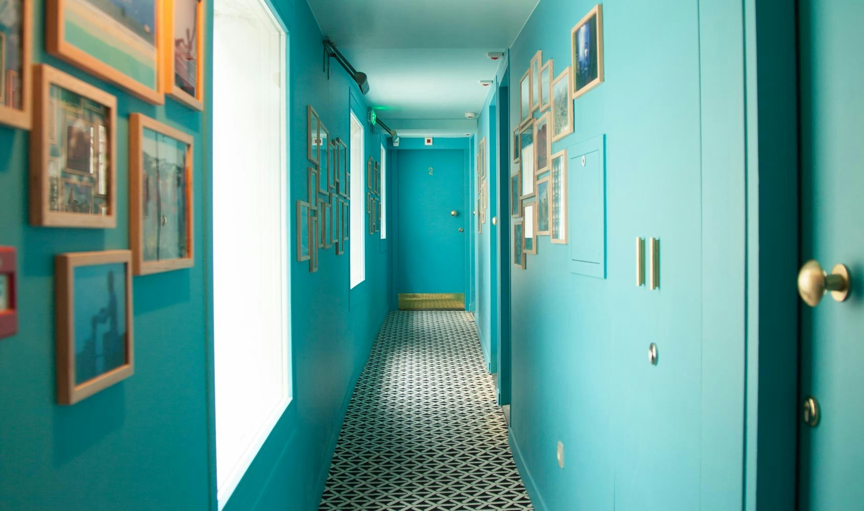 blue hallway at Edgar