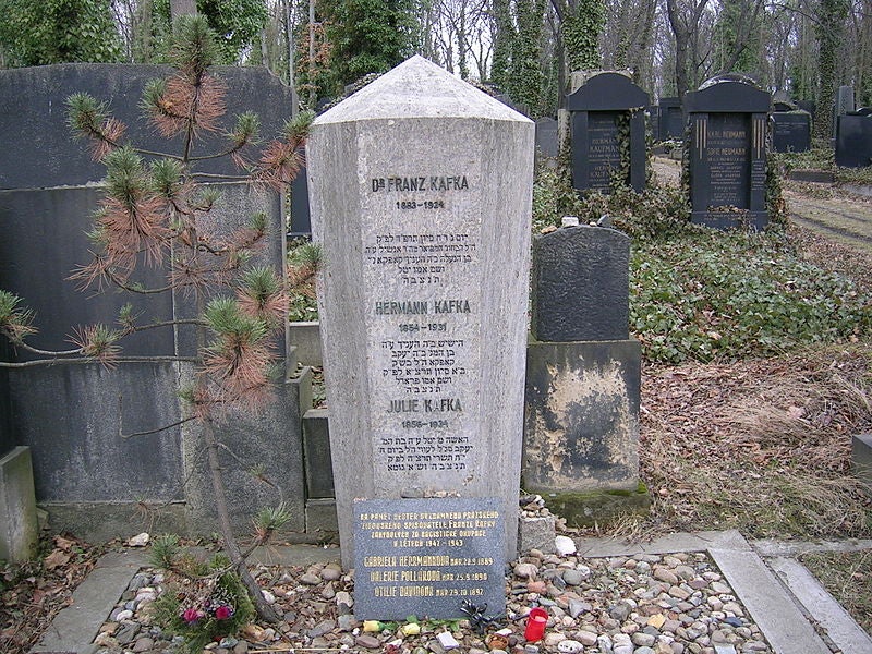 Franz Kafka's grave at New Jewish Cemetery