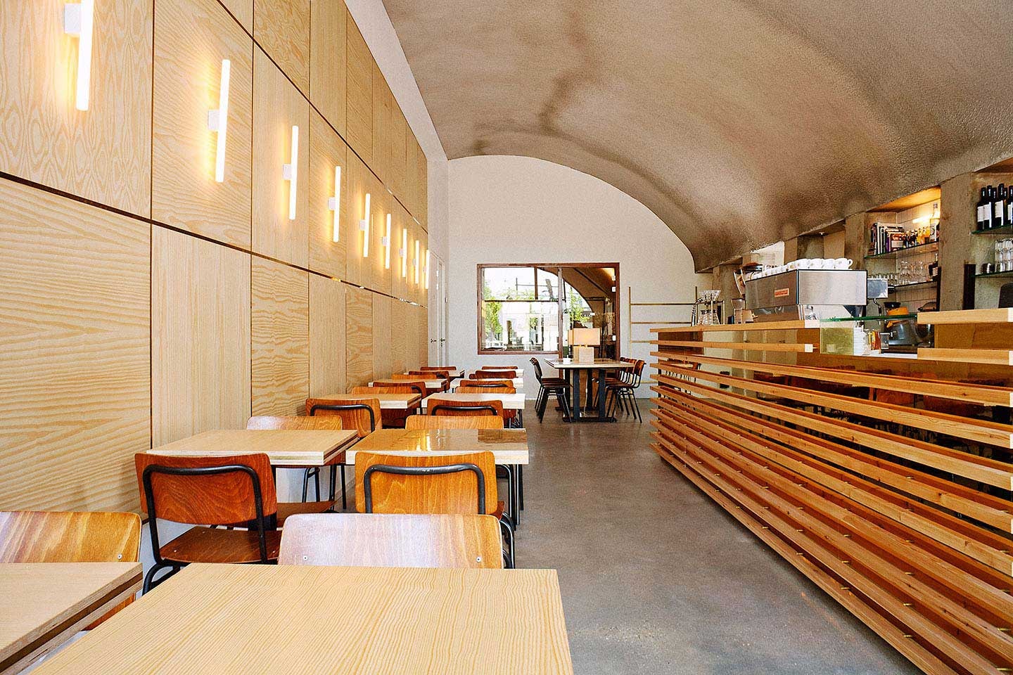 wooden interior of Lokaal bar