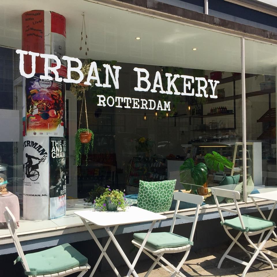 terrace and window of Urban Bakery