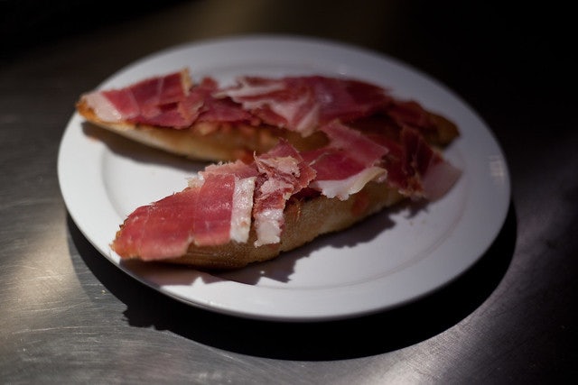 Iberian ham on a toast