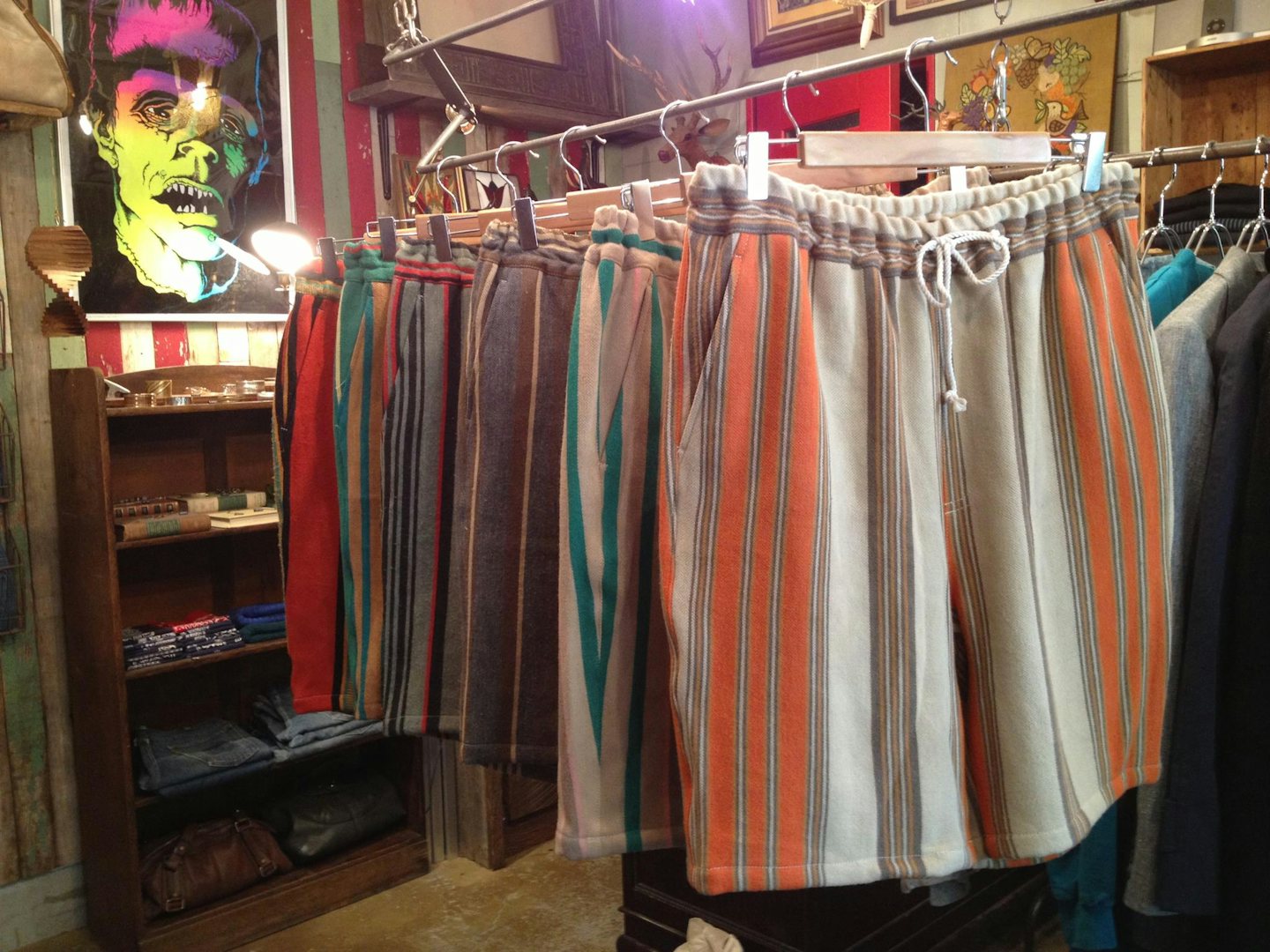 five striped and colourful short displayed in Lemontea store