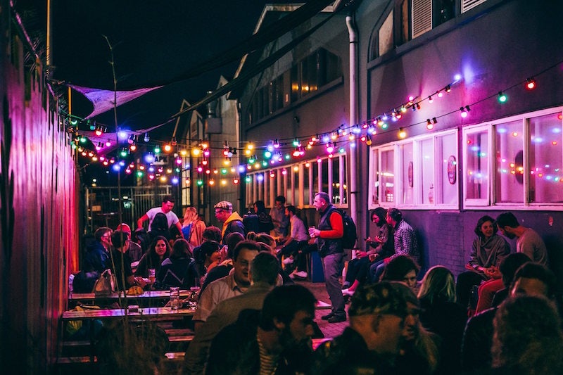 people drinking at Oedipus Brewing