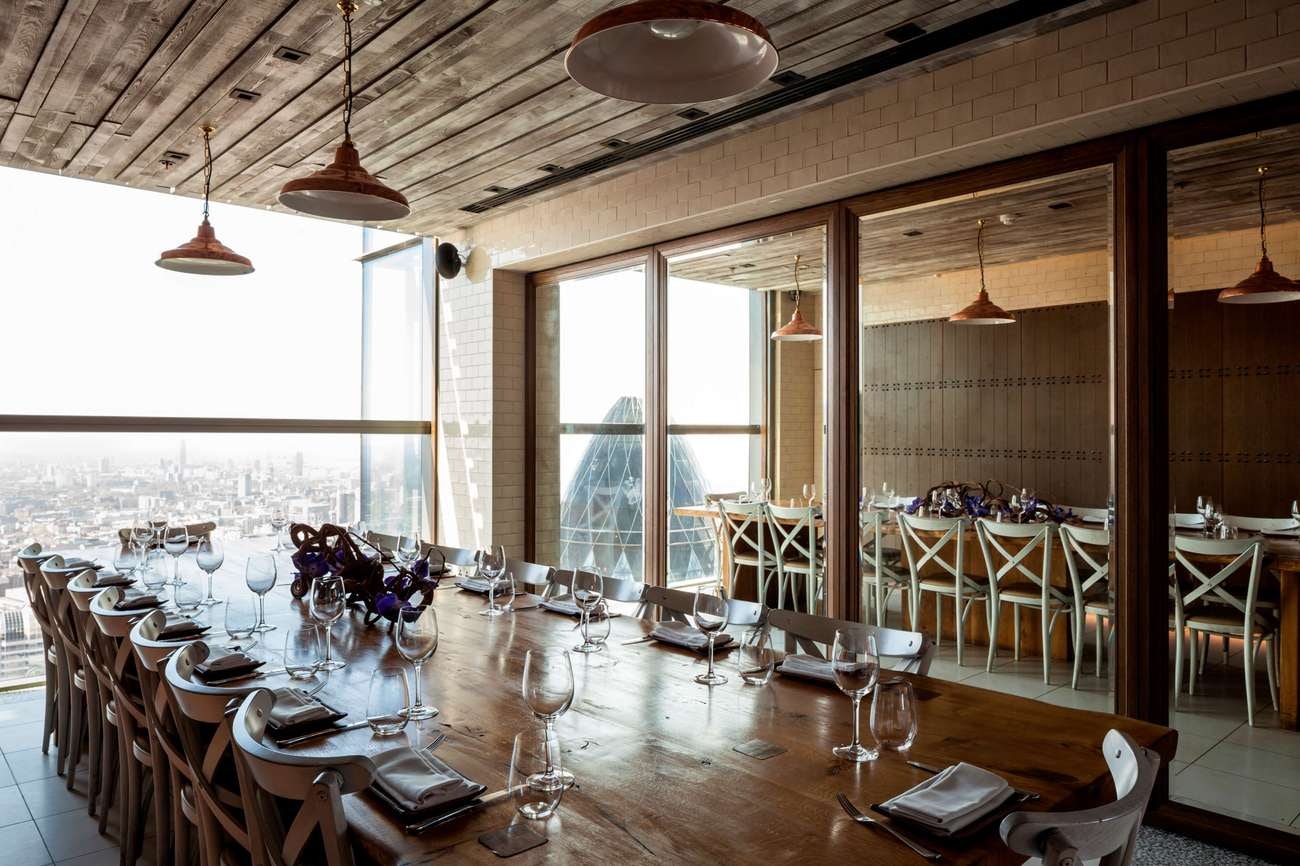 interior and view at Duck & Waffle restaurant