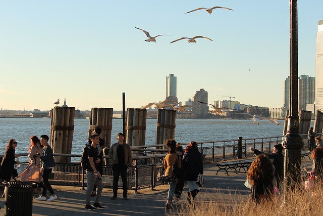 people walking at Battery Park