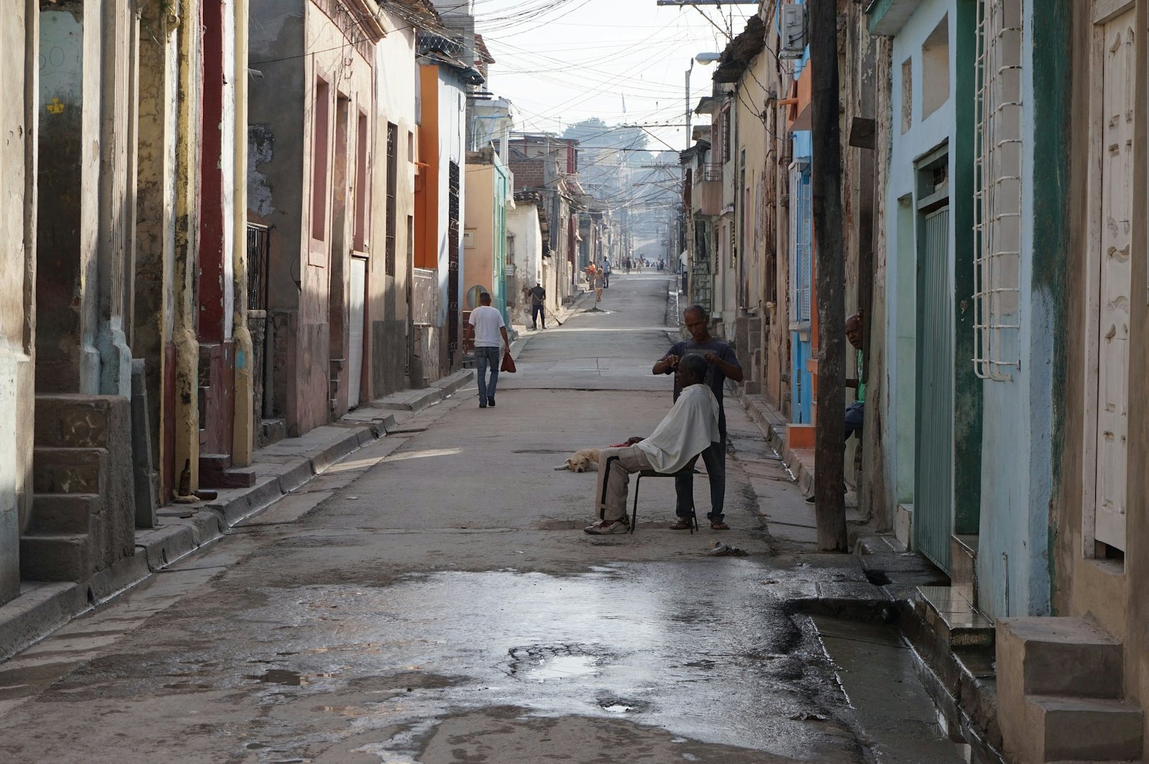 barber on the street in Havana