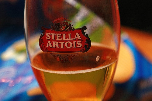 a glass of Stella beer