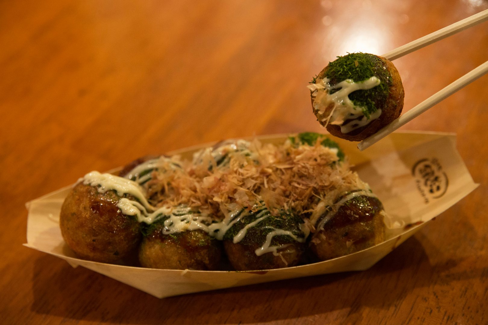 Tako-yaki snack in the shape of balls