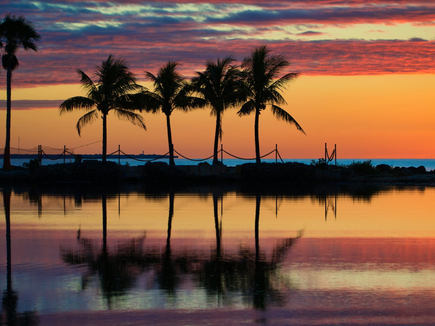 view of colorful sunset at the Matheson Hammock Park