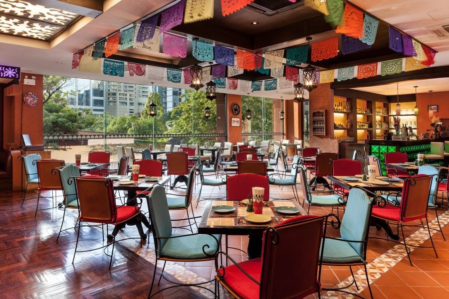 colourful interior of Mexicano restaurant