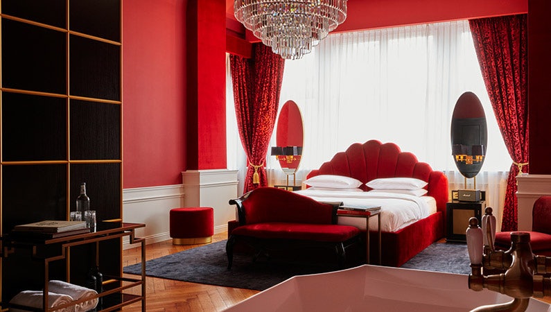 a room with red interior at Hotel Provocateur